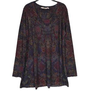 Soft Surroundings‎ Women's Floral Tunic Top LARGE Scoop Neck Artsy USA🇺🇸MADE